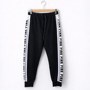 Victoria’s Secret PINK Joggers Black Logo Side Stripe Sweatpants